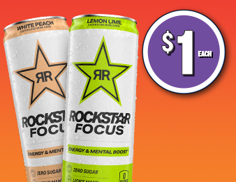 Rockstar Focus White Peach and Rockstar Focus Lemon Lime for $1 each.
